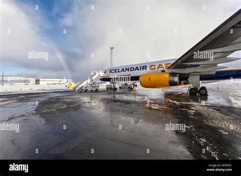 An Icelandair Cargo Boeing Jet On The Ramp At Keflavik