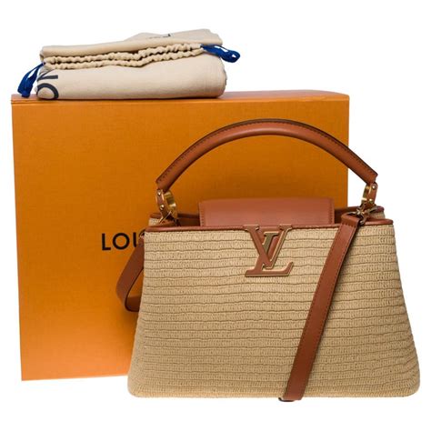 Limited Edition Louis Vuitton Capucines Mm Handbag Strap In Braided Raffia Ghw For Sale At 1stdibs