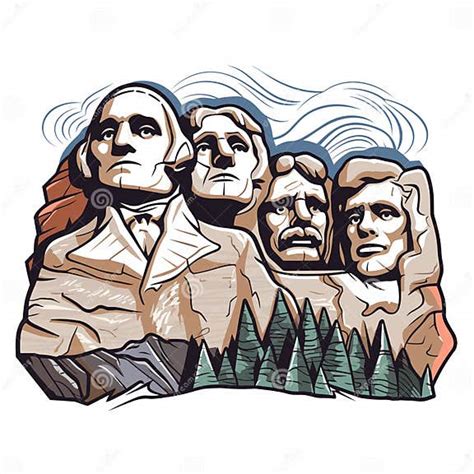 Mount Rushmore. Mount Rushmore Hand-drawn Comic Illustration. Vector ...