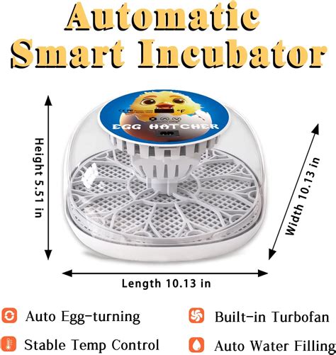 CluchiEgg Incubadora de huevos con giro automático de huevos y control