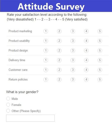 Attitude Survey Templates 3 Free Word Excel PDF Samples Survey