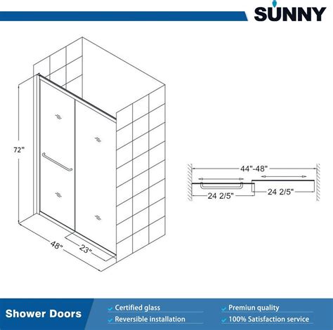 Best Deal Product Sunny Shower Glass Sliding Shower Door 48 W X 72