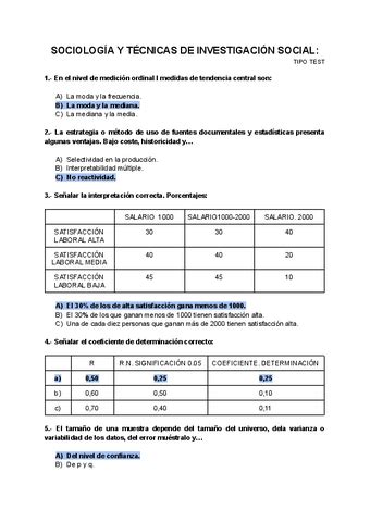 Tipo Test Sociologia Docx Pdf