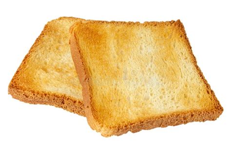 Two Slices Of Fried Bread On A White Plate Toast Isolated On White