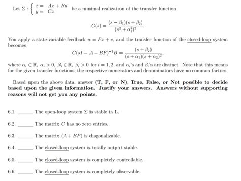 Ax Bu Let Be A Minimal Realization Of The Chegg