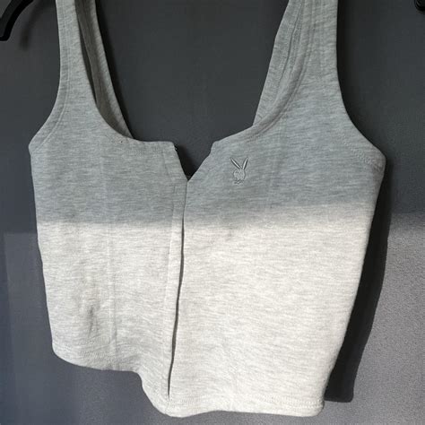 Playboy Women S Grey Crop Top Depop