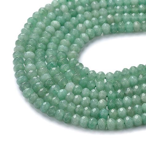 Green Aventurine Rondelle Beads Grade A Faceted Natural Gemstone