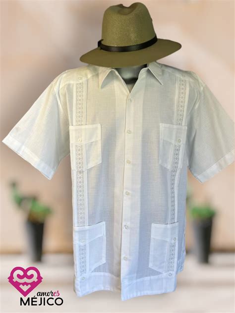 GUAYABERA LINO BLANCA MANGA CORTA T 46 AmoresMejico