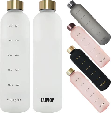 Zakvop Oz Water Bottle With Times To Drink Lightweight Motivational