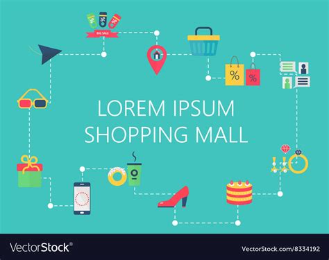 Shopping mall map concept interactive Royalty Free Vector