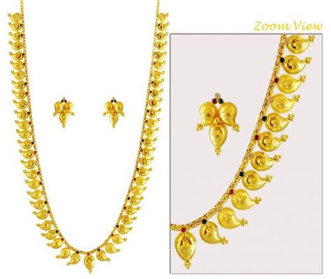 22k Gold Mango Mala Set Ajns59986 22k Gold Handcrafted Necklace And