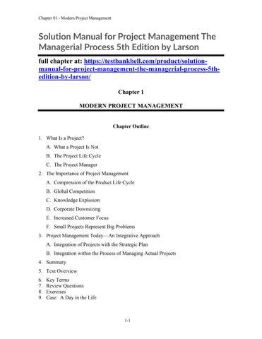 Solution Manual For Project Management The Managerial Process Th