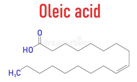 Oleic Acid Or Omega Cis Fatty Acid Skeletal Formula Stock Vector