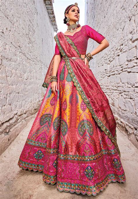 Pink Banarasi Silk Circular Lehenga Choli