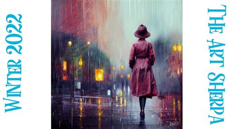 Girl Walking In The Rain City Light How To Paint Acrylics For