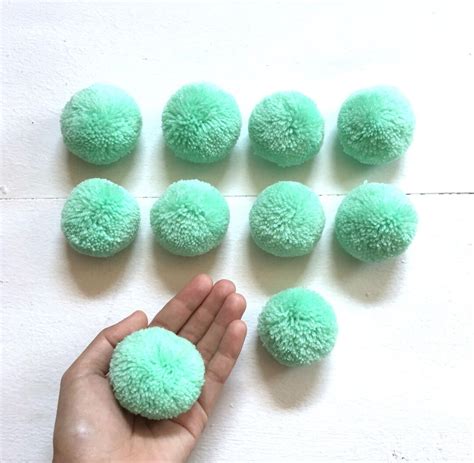 Light Mint Big Pom Pom Inches Boho Decor Party Supplies Etsy