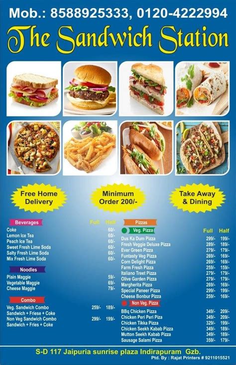 Menu At The Sandwich Station Greater Noida Shop