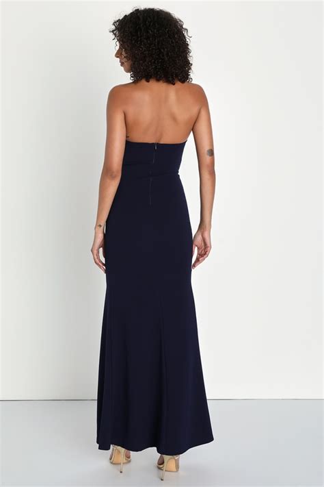 Navy Blue Halter Maxi Dress Mermaid Maxi Dress Chic Dress Lulus