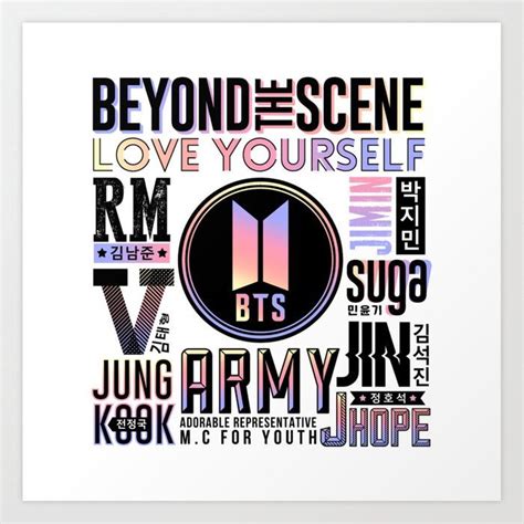 Bts Love Yourself Font Collage Art Print By Skeletonvenus X Small In