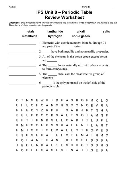 Periodic Table Test Review Worksheet Cabinets Matttroy