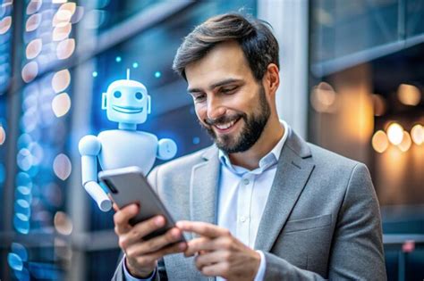 Man Online Chatting With Ai Chat On Smartphone Artificial