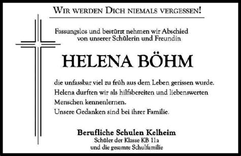 Traueranzeigen von Helena Böhm Mittelbayerische Trauer