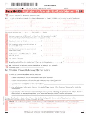 Fillable Online Form M 4868 2004 Application For Automatic Six Month