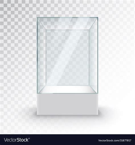 Empty Glass Showcase On Pedestal Museum Box Vector Image