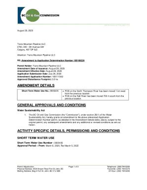 Fillable Online AMENDMENT DETAILS GENERAL APPROVALS AND Fax Email