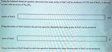 Solved Using The Balanced Chemical Equation Determine How Many Moles