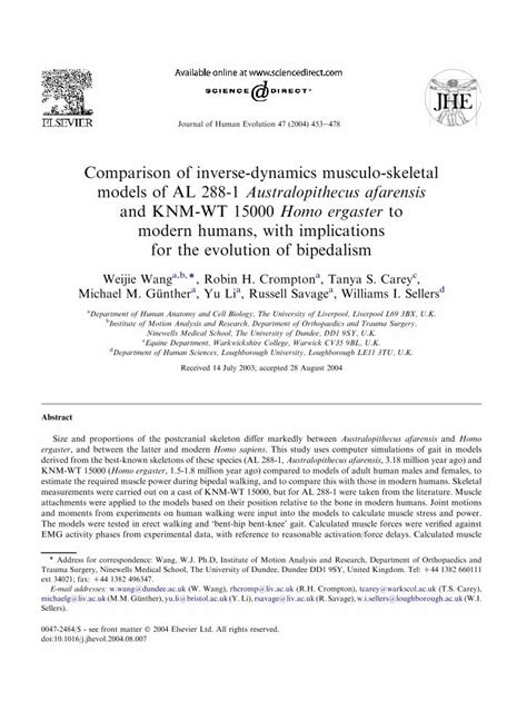 Pdf Comparison Of Inverse Dynamics Musculo Skeletal Models Of Al