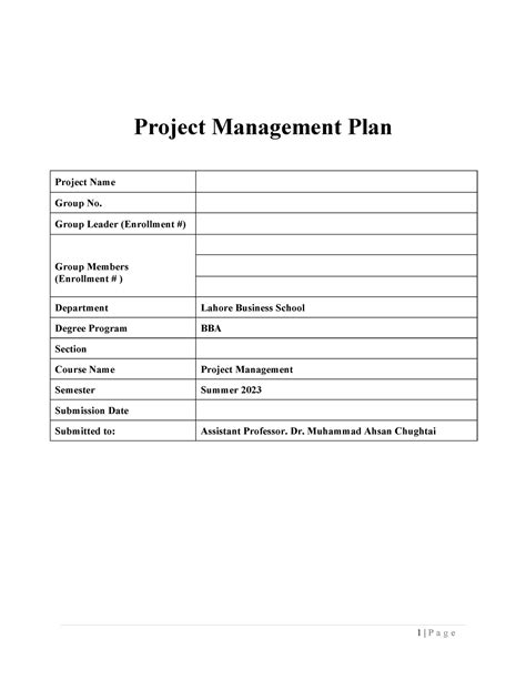 UOL LBS Final Project Management Plan Template Project Management