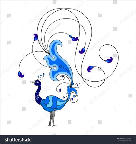 Peacock Artistic Hand Drawn Design Vector Stock Vector Royalty Free