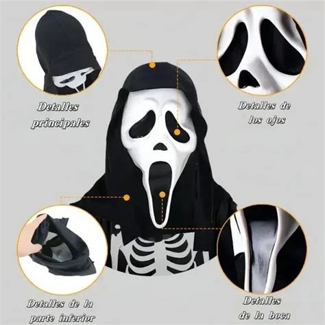 Disfraz Scream Ghostface Fantasma Asesino Con Máscara Túnica Negra