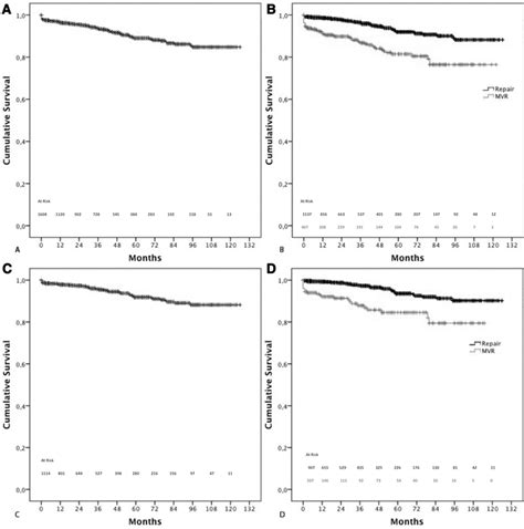 A Overall Survival B Overall Survival In Mitral Valve Repair And