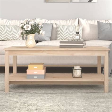 KEENSO Table Basse 110x55x45 Cm Bois Massif De Pin A822272 YN013