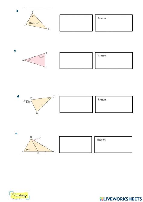 Grade 7 Isosceles Triangle worksheet | Live Worksheets - Worksheets Library