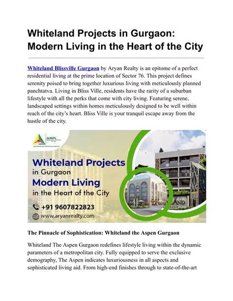 PPT Whiteland Projects In Gurgaon PowerPoint Presentation Free