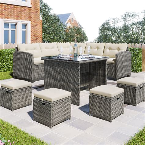 Buy Zhanhao Rattan Garden Furniture Set 8 Piece Patio Dining Sofa Set