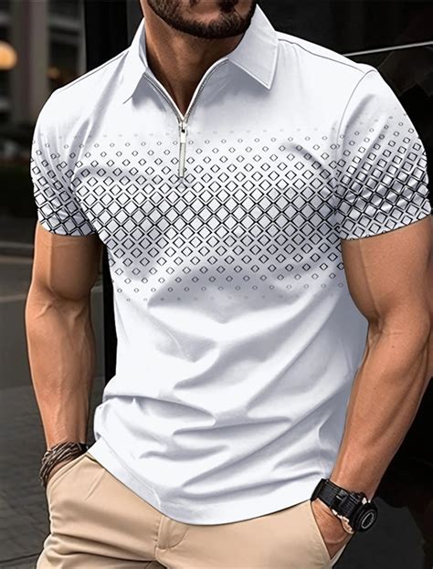 Men S Zip Polo Lapel Polo Polo Shirt Golf Shirt Turndown Graphic Prints