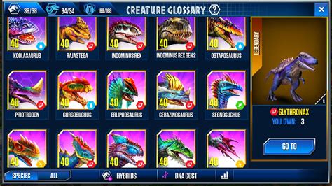 All 3838 Hybrids Max Lv 40 Tournament Jurassic World The Game Youtube