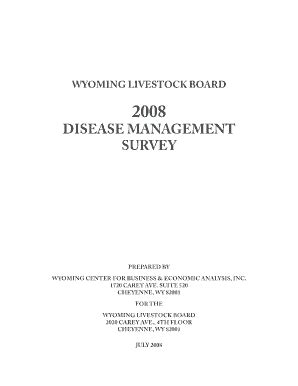 Fillable Online Disease Management Survey Wyoming Livestock Board Fax