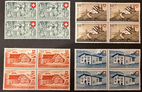 Timbres Suisse Pro Patria 1946 Postfrisch En Blocs 4 Kaufen Auf