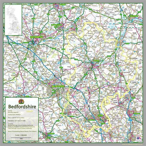 Bedfordshire County Map In 2024