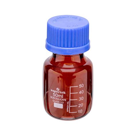 Amber Borosilicate Glass Reagent Bottle With Screw Cap Off