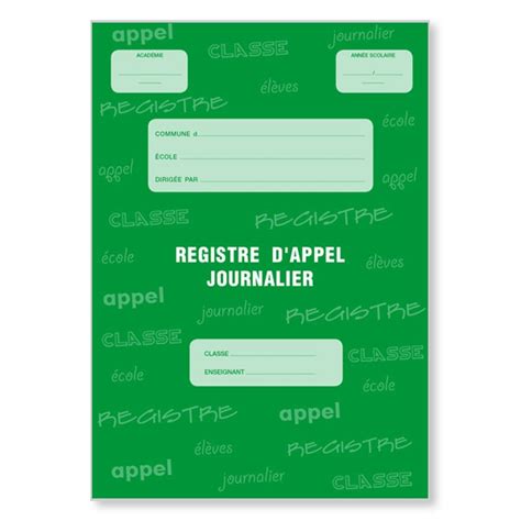 Registre D Appel Journalier Cahier D Appel Appel Jour Semaine