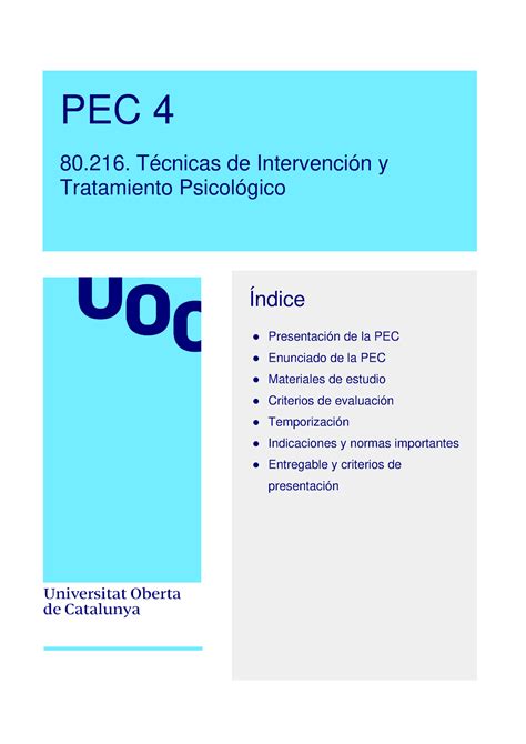 Pec Enunciado Pec Pec T Cnicas De Intervenci N Y