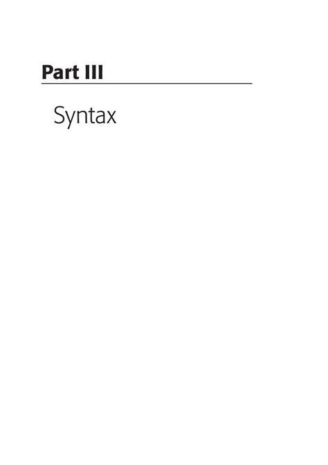 Syntax Part III The Cambridge Handbook Of Germanic Linguistics