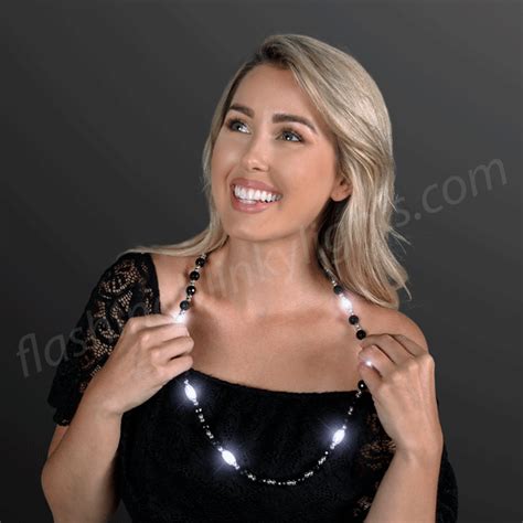 Light Up Black And White Led Bead Necklace Flashingblinkylights