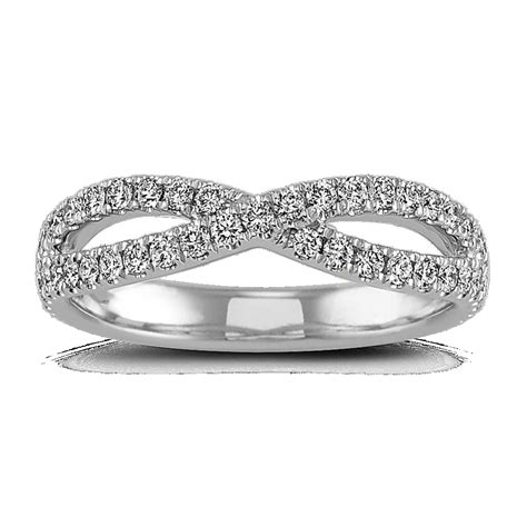 Diamond Swirl Wedding Band In 14k White Gold Shane Co